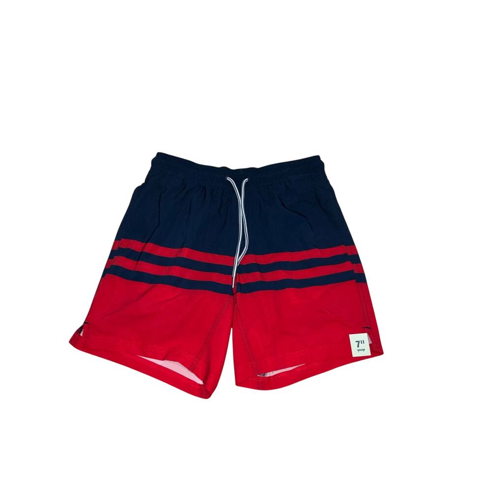 George Red And Blue  Striped Performance Lined Swim Trunks Size XL 40-42